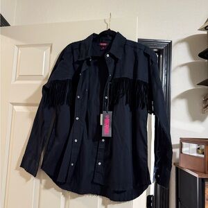 Rock & Roll Denim fringe shacket